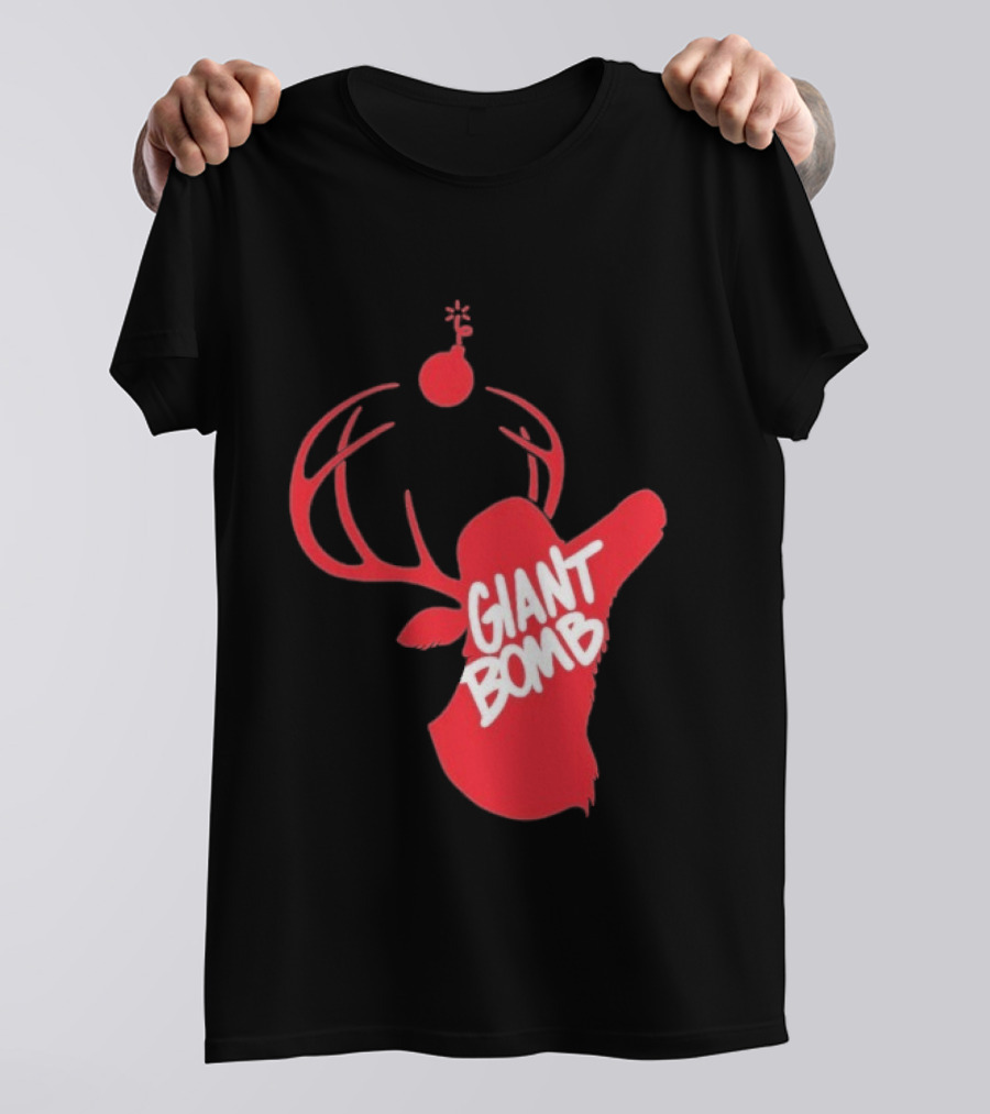 Giant Bomb Red Deer Antlers With Bomb T-Shirt