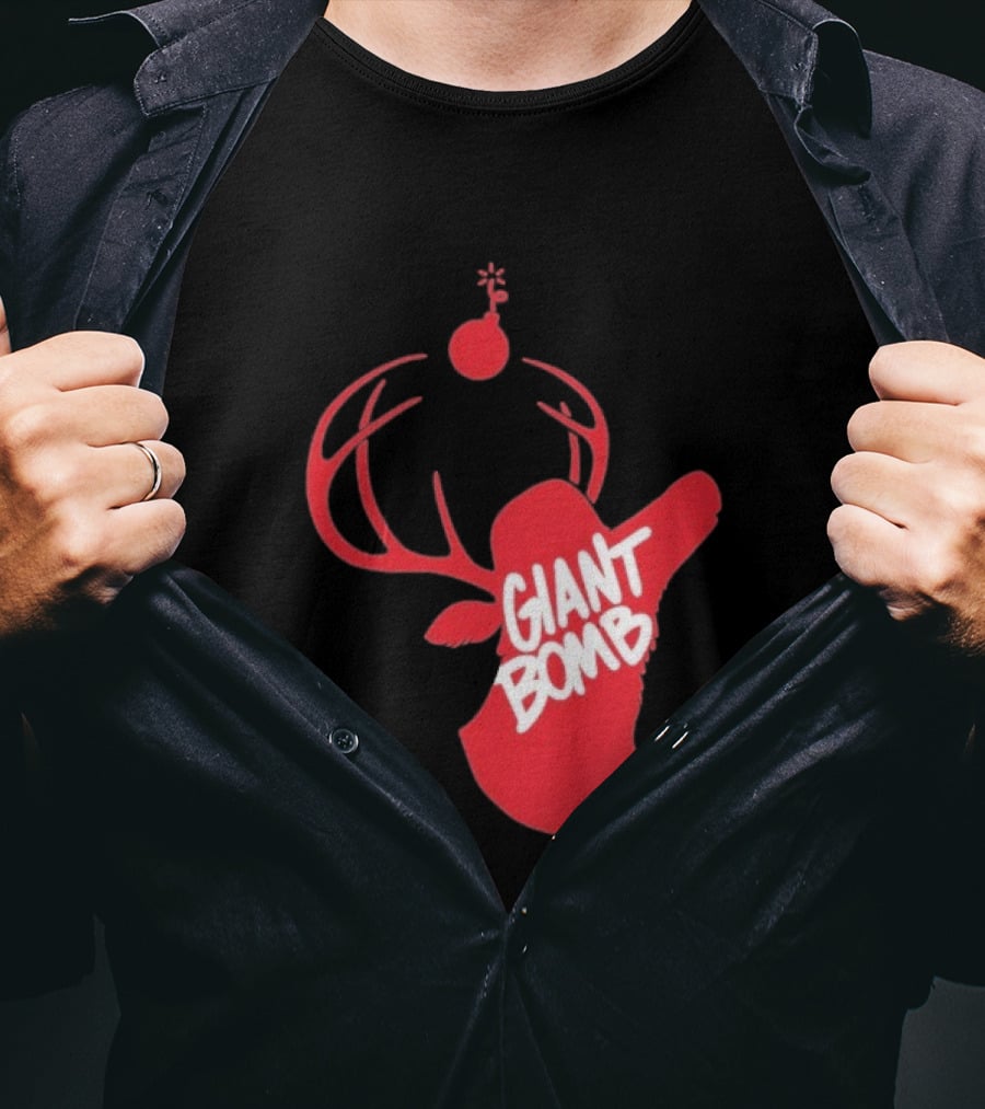 Giant Bomb Red Deer Antlers With Bomb T-Shirt