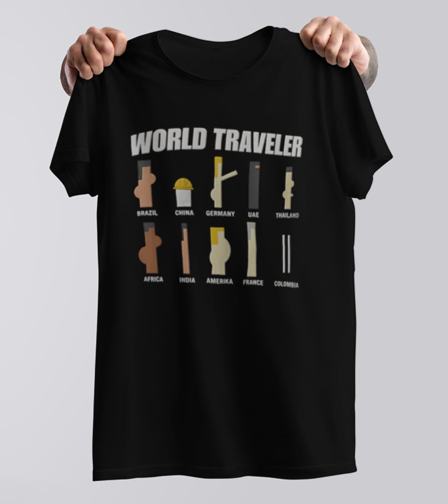 World Traveler Israel China Germany USA Holland Africa India France Japan Colombia T-Shirt