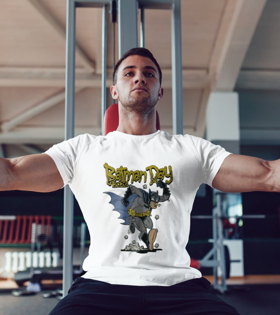 Batman Day 2026 Cartoon Running With Batarang T-Shirt