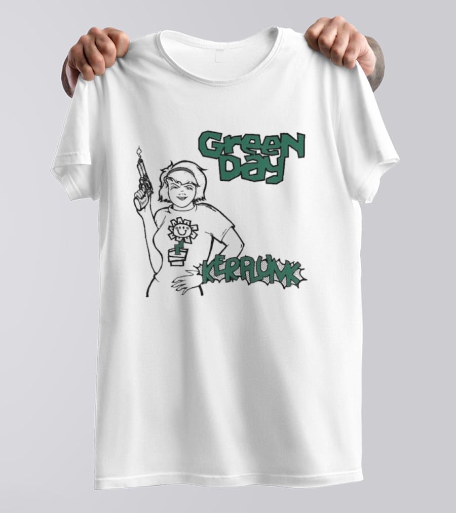 Green Day Kerplunk Vintage Character Holding Flower Pot T-Shirt