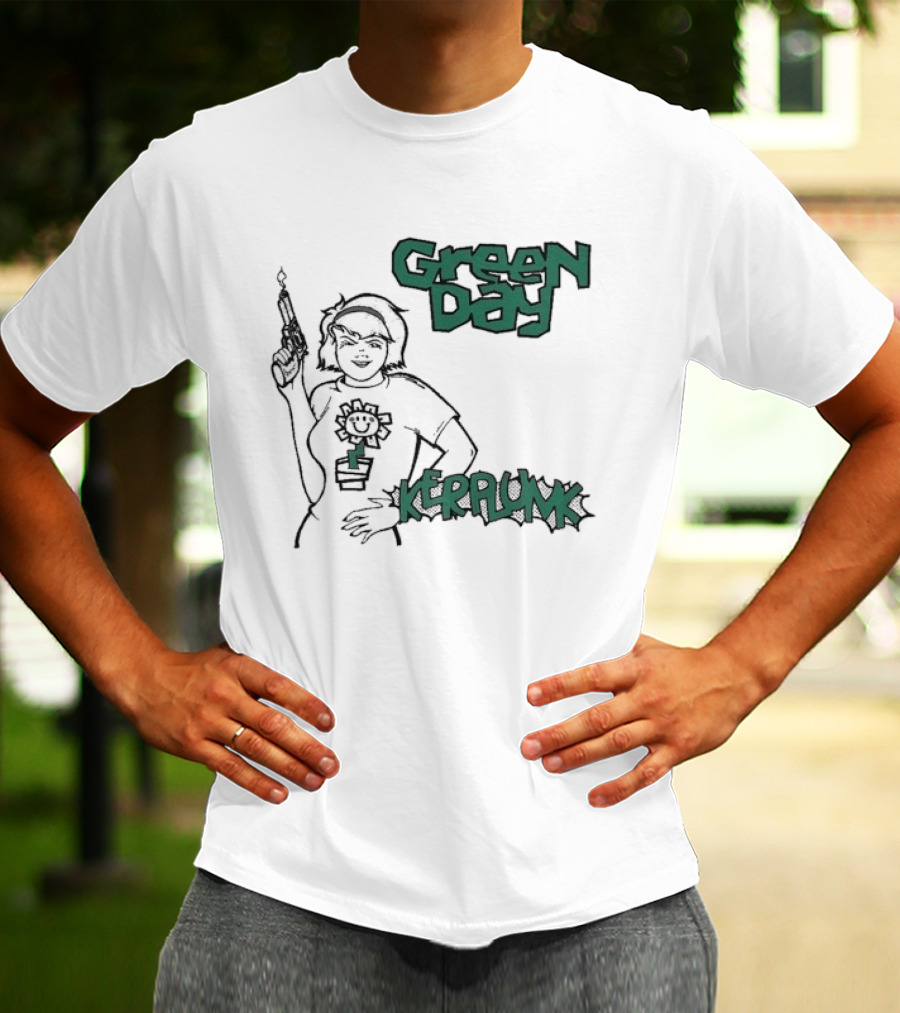 Green Day Kerplunk Vintage Character Holding Flower Pot T-Shirt