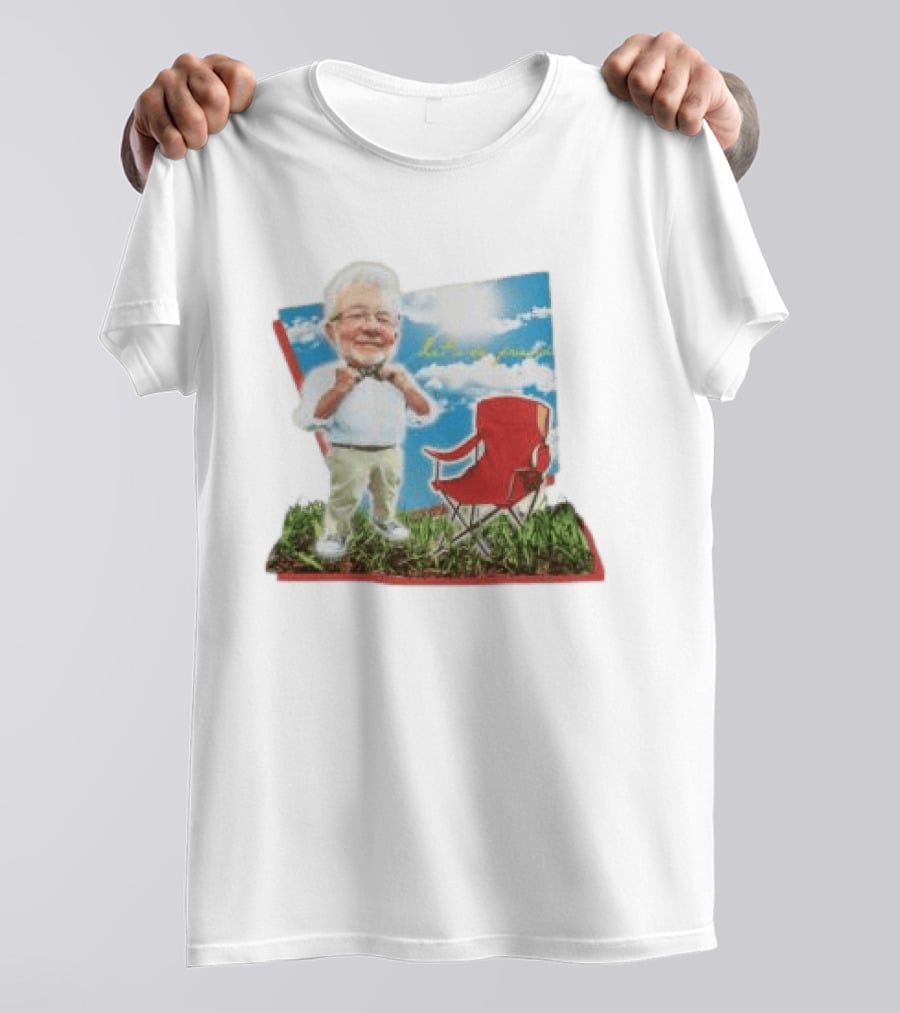 John Chungus Store The John Chungus Show Red Chair And Bowtie Outdoors Clouds Blue Sky T-Shirt