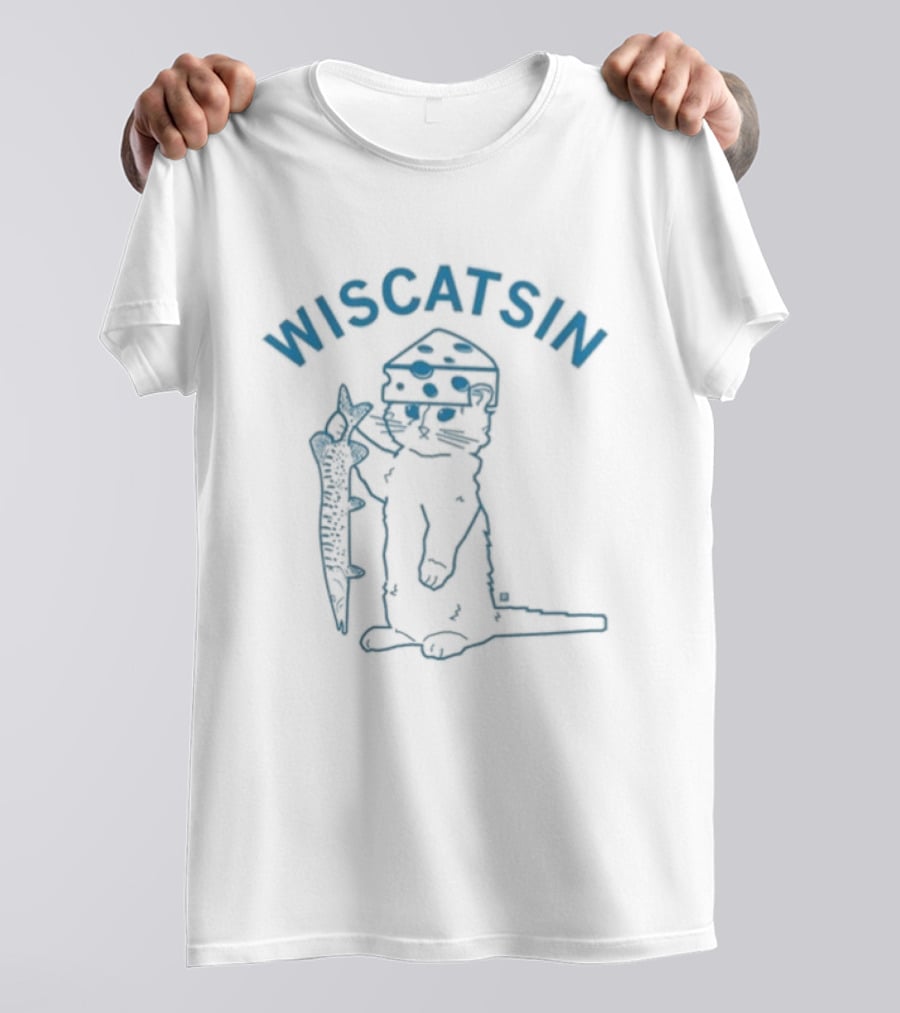 Wiscatsin Cat With Fish Illustration By Raygun T-Shirt
