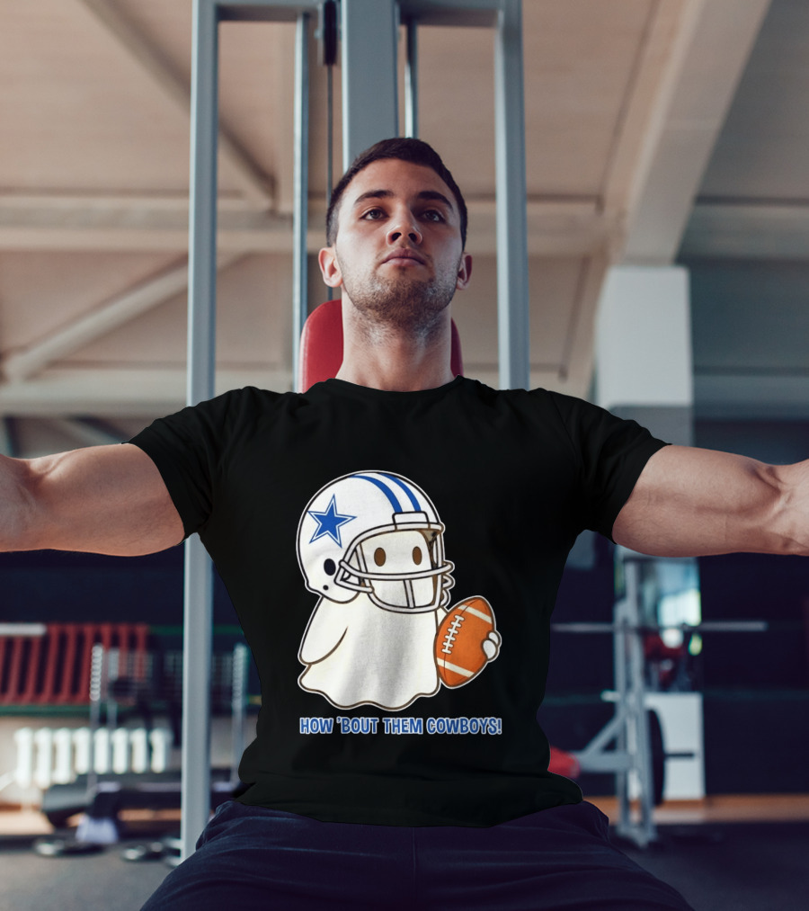 Dallas Cowboys How 'Bout Them Cowboys Halloween Ghost Football Star Helmet Football T-Shirt