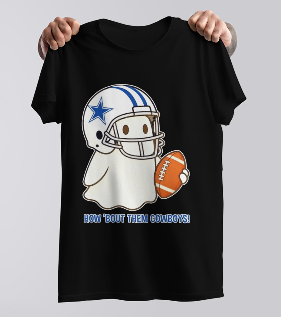Dallas Cowboys How 'Bout Them Cowboys Halloween Ghost Football Star Helmet Football T-Shirt