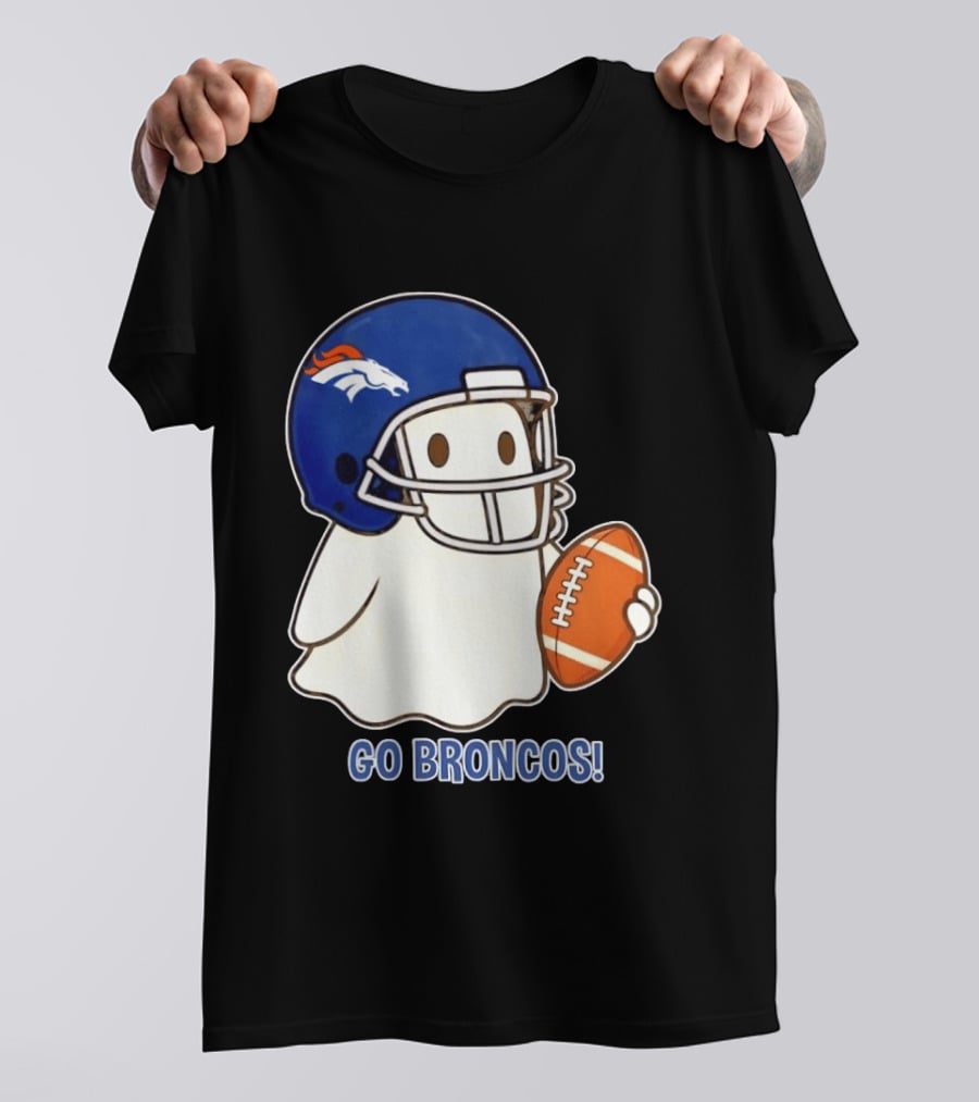 Denver Broncos Halloween Ghost Football Go Broncos T-Shirt
