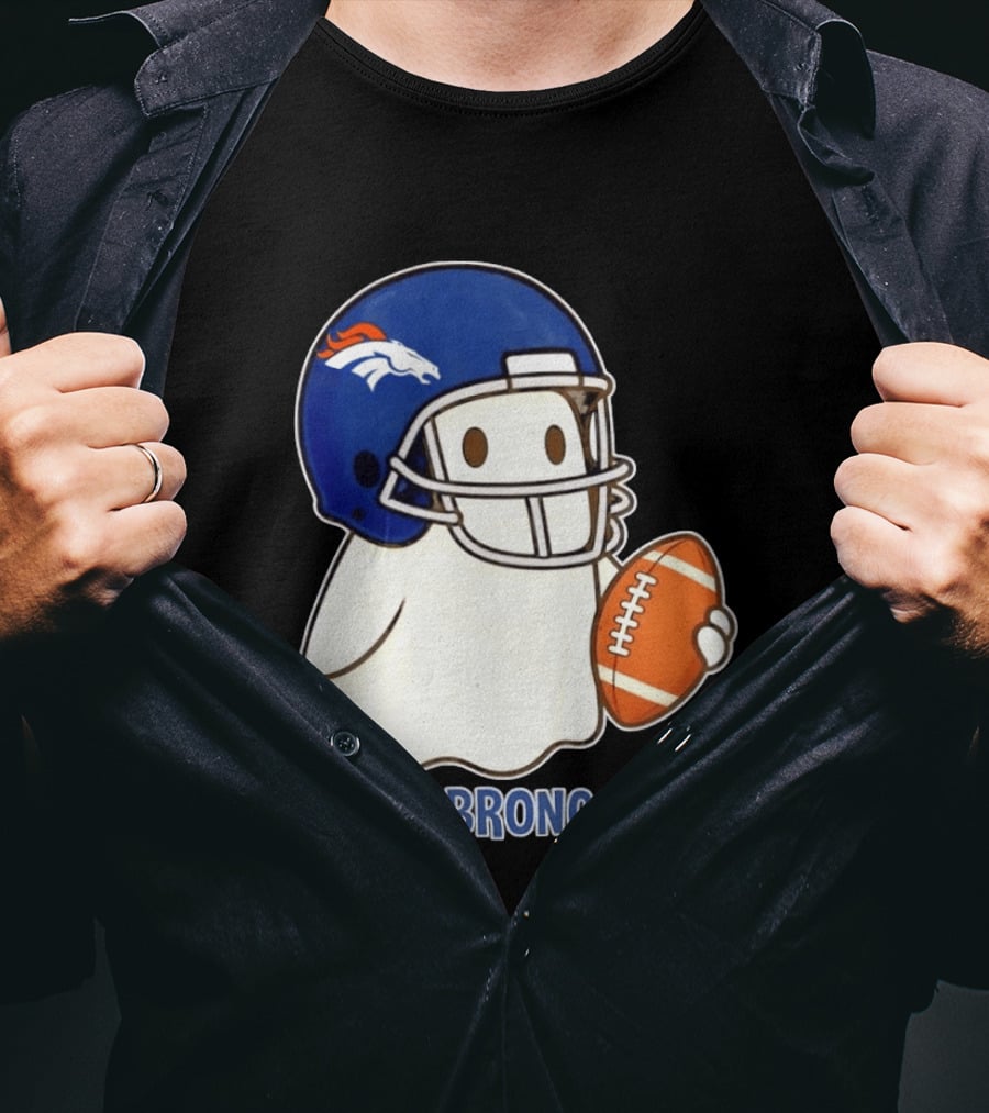 Denver Broncos Halloween Ghost Football Go Broncos T-Shirt