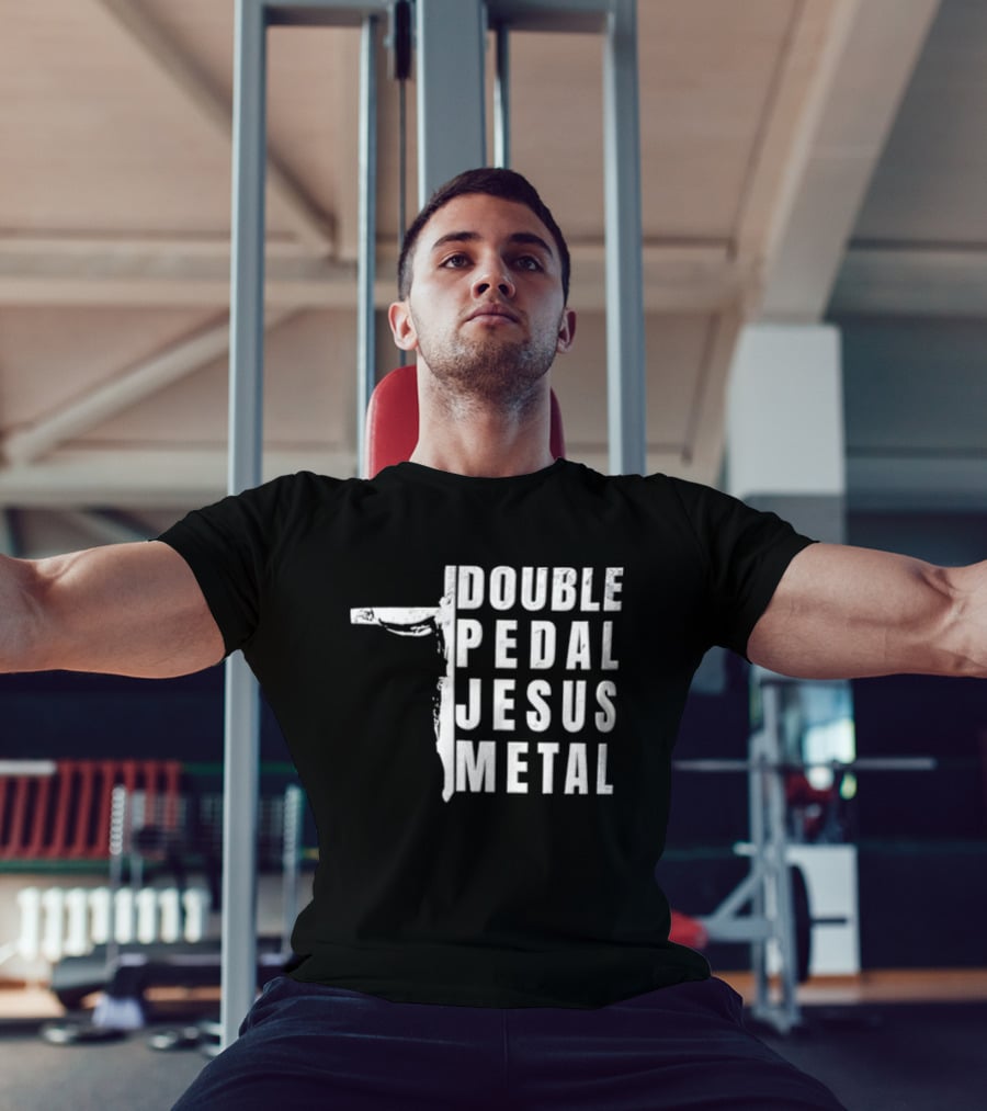 Double Pedal Jesus Metal Crucifix Shape Grunge T-Shirt