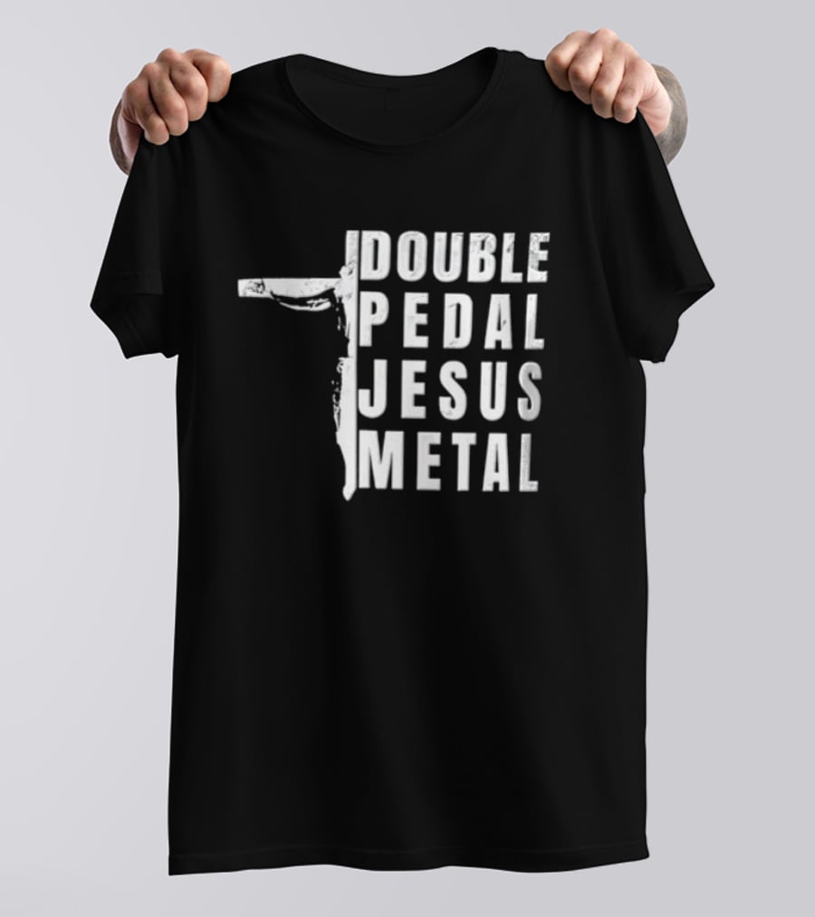 Double Pedal Jesus Metal Crucifix Shape Grunge T-Shirt