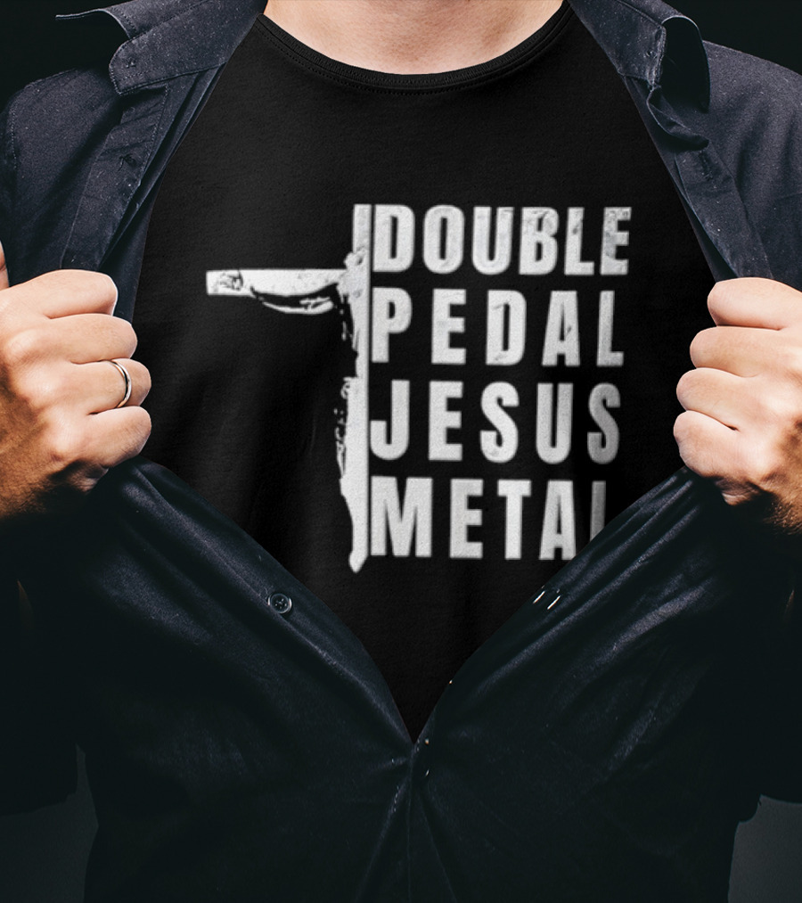 Double Pedal Jesus Metal Crucifix Shape Grunge T-Shirt