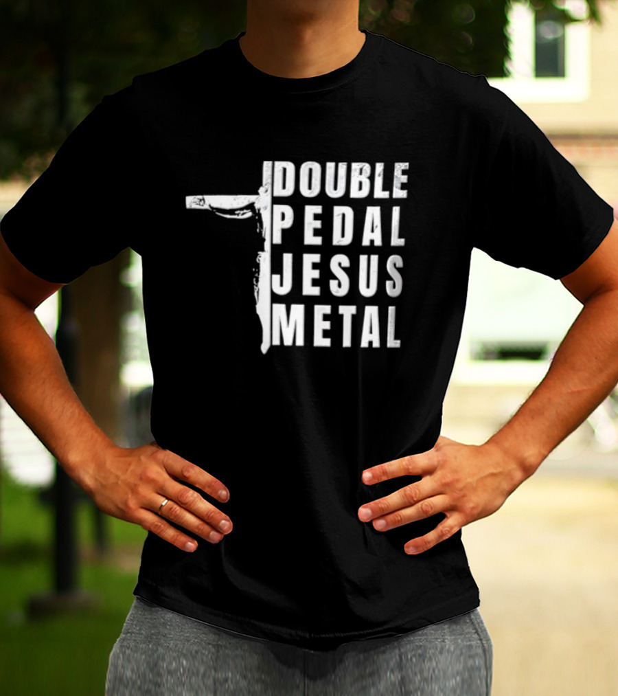 Double Pedal Jesus Metal Crucifix Shape Grunge T-Shirt