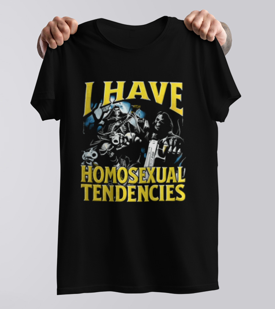 I Have Homosexual Tendencies Skeletons With Handguns Dark T-Shirt