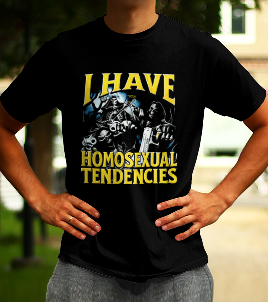 I Have Homosexual Tendencies Skeletons With Handguns Dark T-Shirt