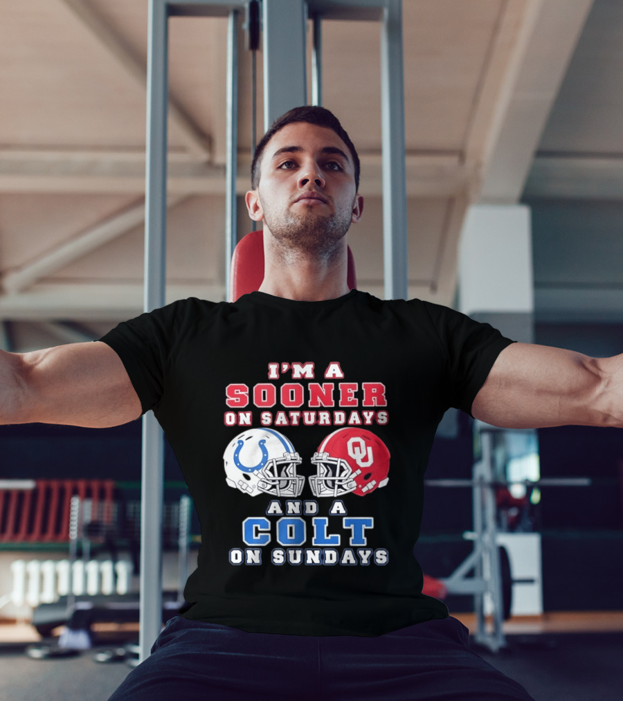 I'm A Sooner On Saturdays And A Colt On Sundays Football Helmets T-Shirt