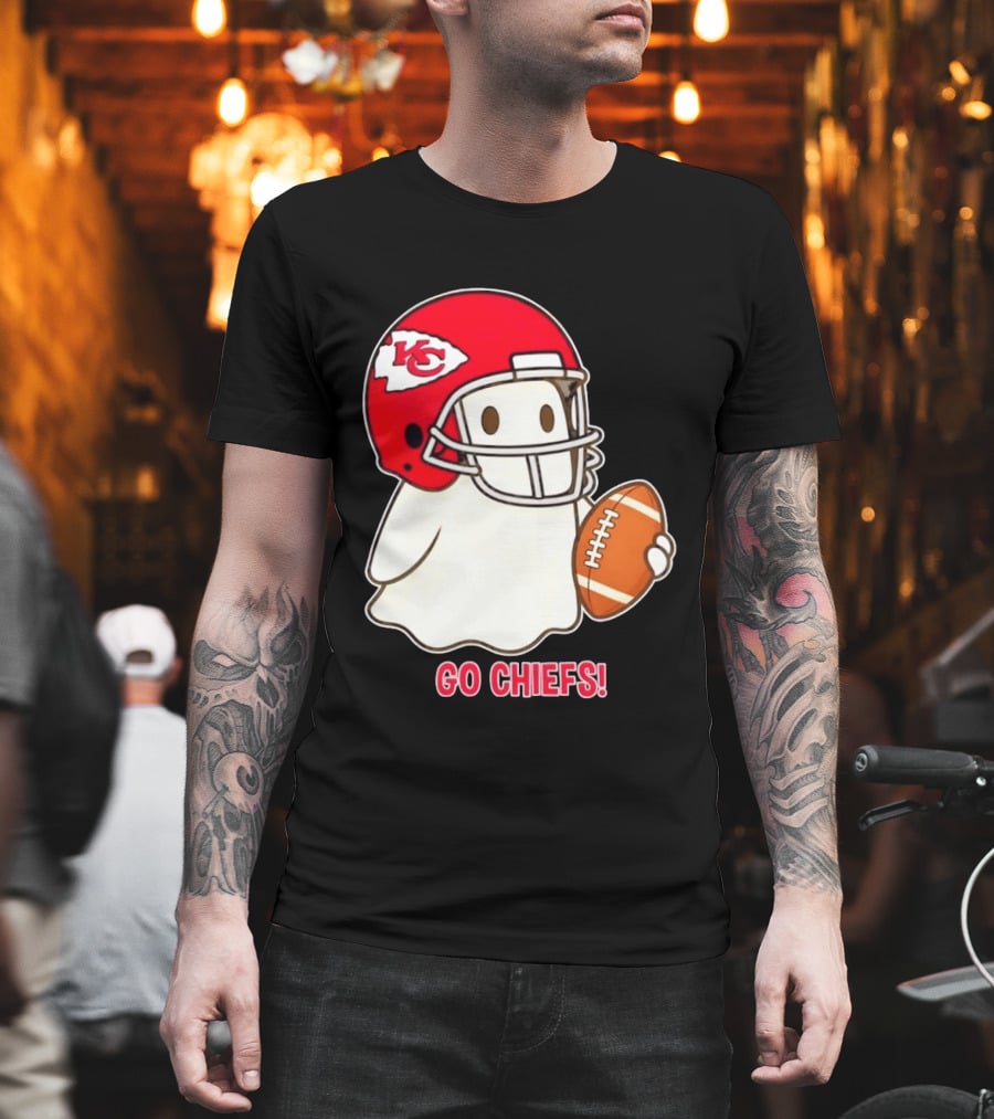 Kansas City Chiefs Go Chiefs Halloween Ghost Football Helmet T-Shirt