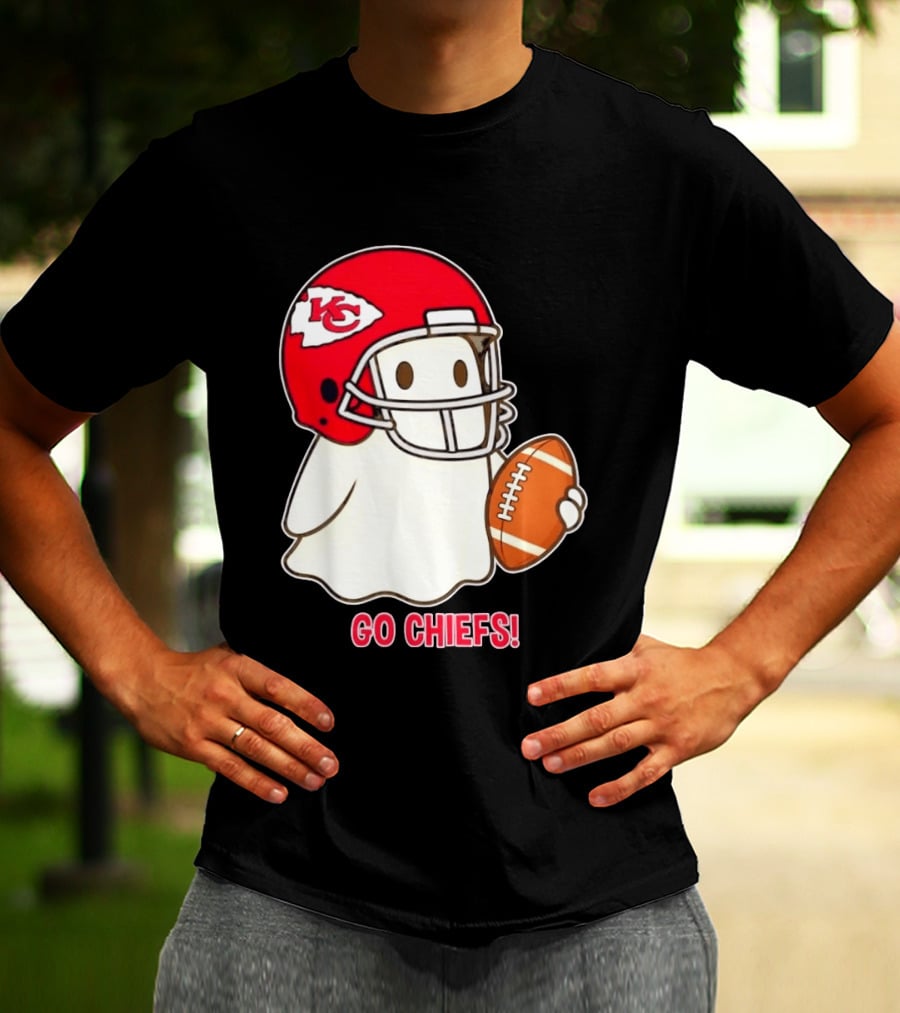 Kansas City Chiefs Go Chiefs Halloween Ghost Football Helmet T-Shirt
