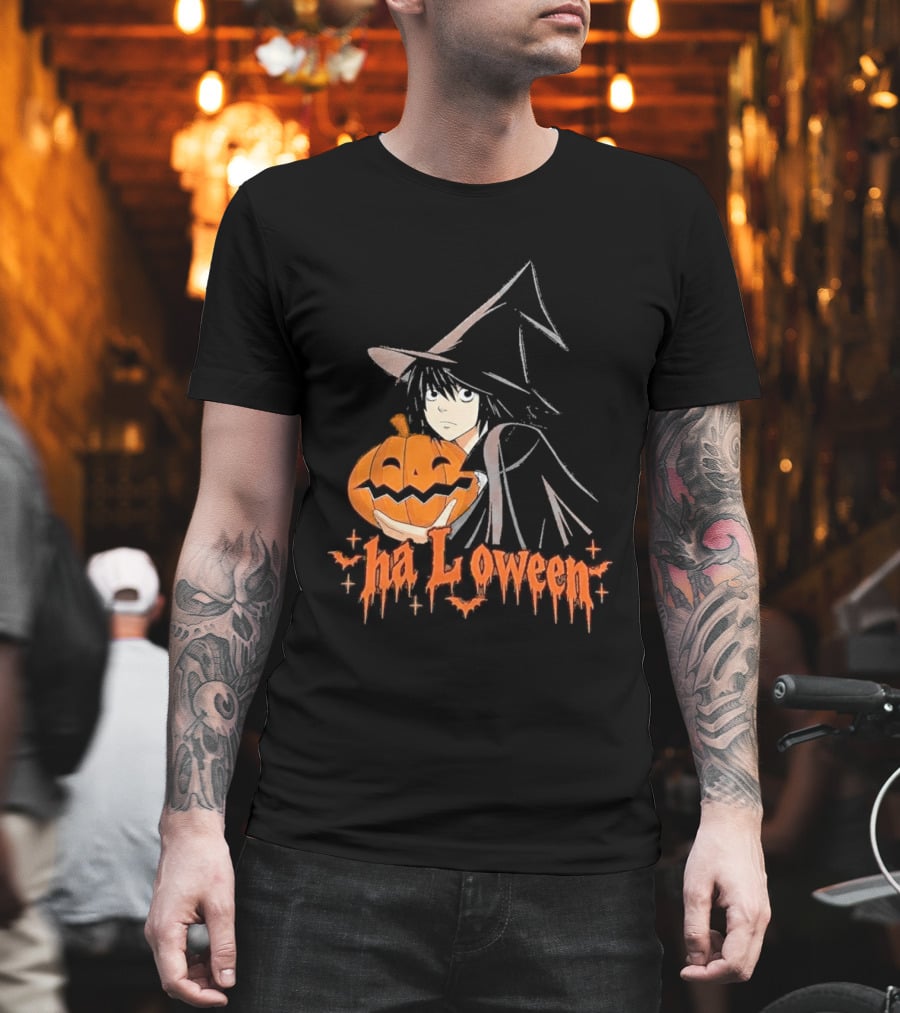 L Lawliet Witch With Pumpkin Halloween Death Note Anime T-Shirt