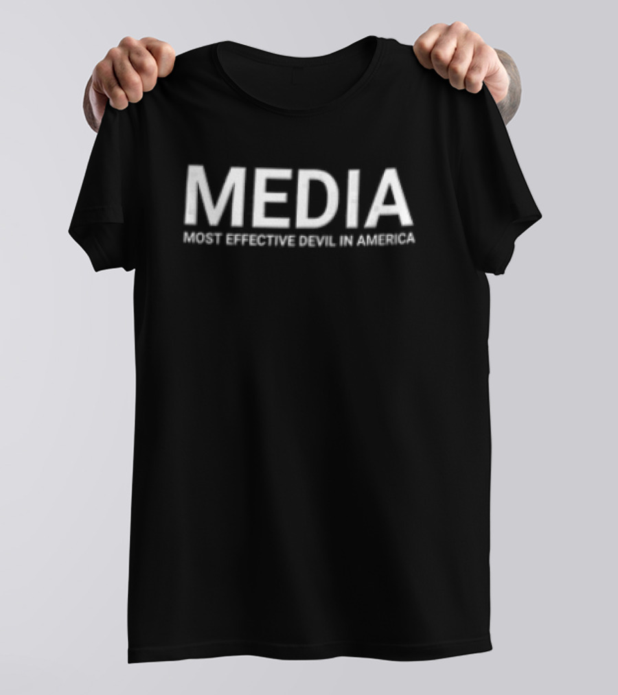 MEDIA Most Effective Devil IN America White Black T-Shirt