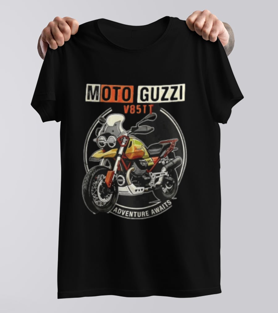 Moto Guzzi V85TT Adventure Awaits Motorcycle T-Shirt