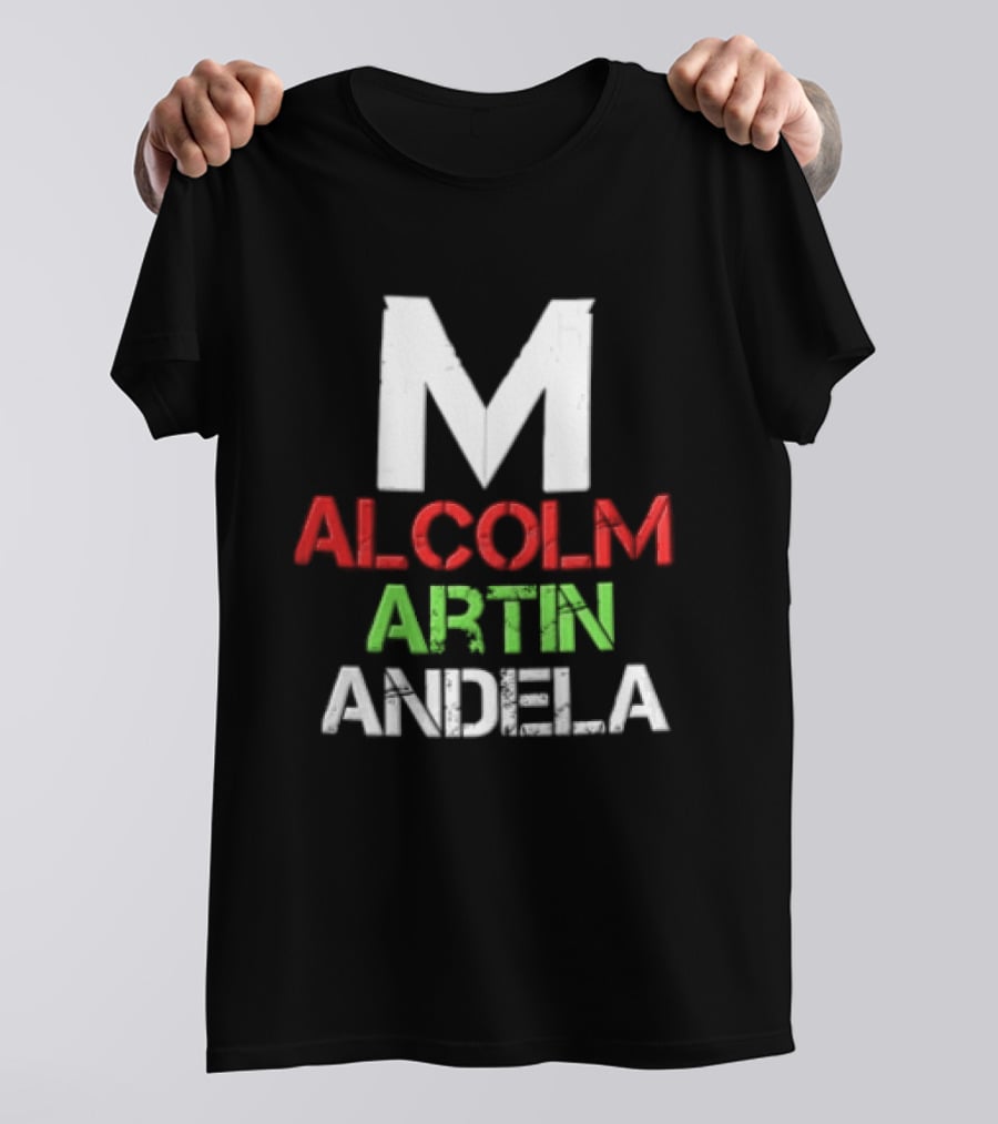 Malcolm Martin Mandela Distressed Stacked T-Shirt