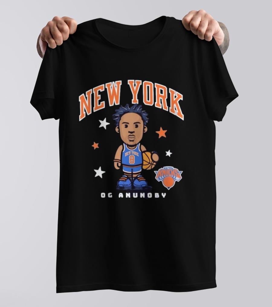 New York Knicks OG Anunoby No 8 Basketball Cartoon Stars T-Shirt