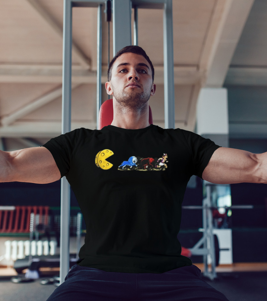Pac Man Cheese Chasing Lions Bear And Hercules Journey T-Shirt