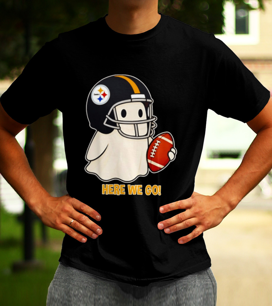 Pittsburgh Steelers Halloween Ghost Football Here We Go 2026 T-Shirt