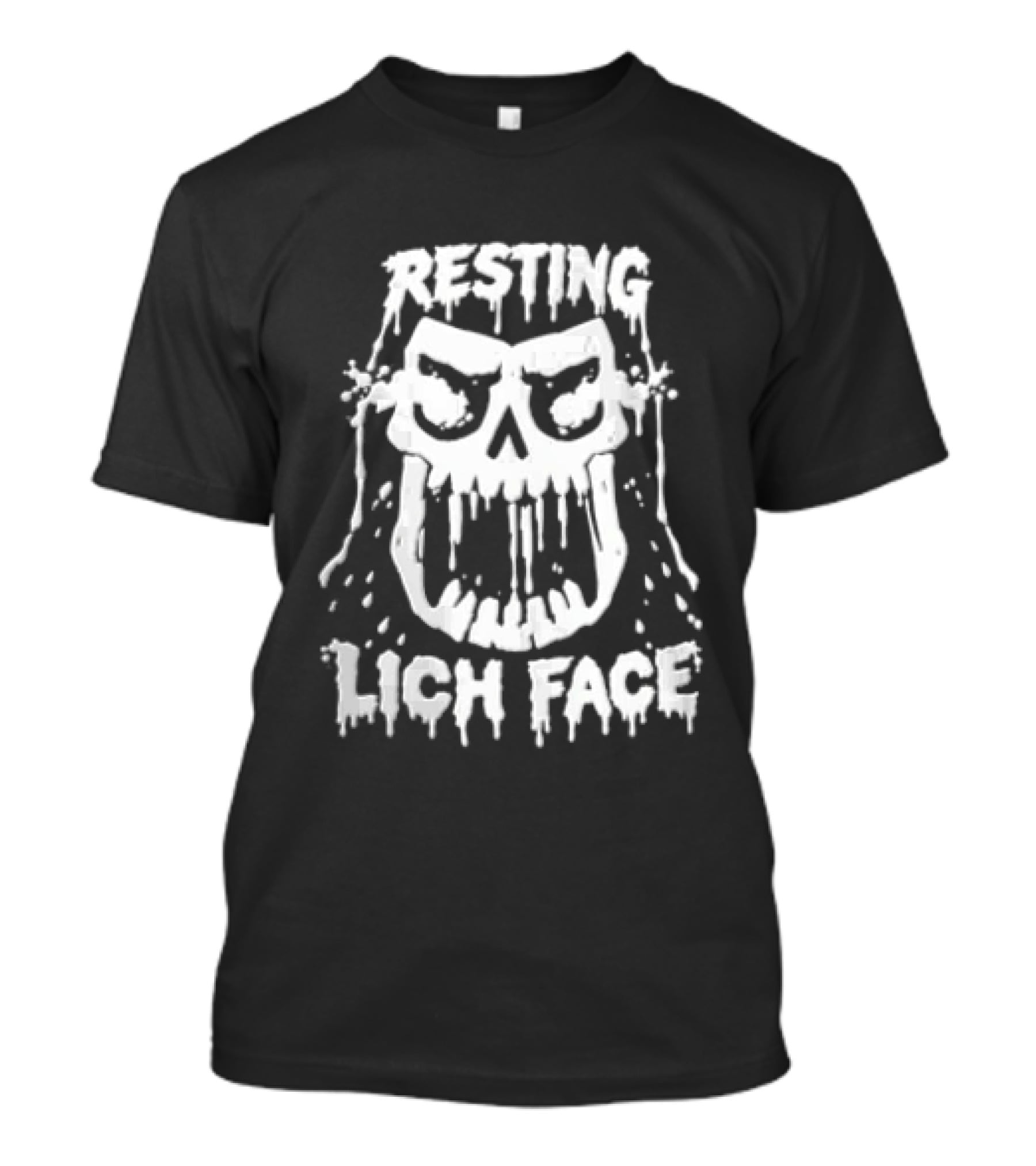 Resting Lich Face Dripping Skull White Ink T-Shirt