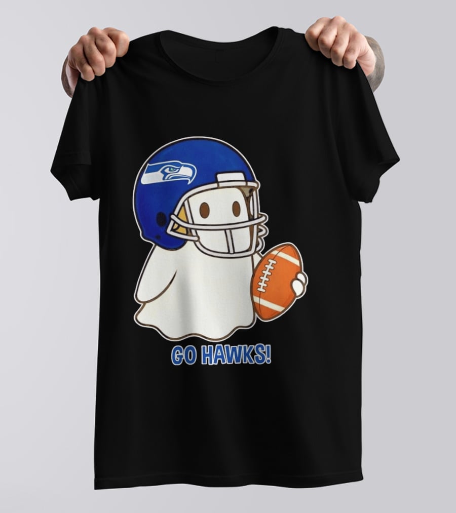 Seattle Seahawks Go Hawks Halloween Ghost Football Spirit T-Shirt