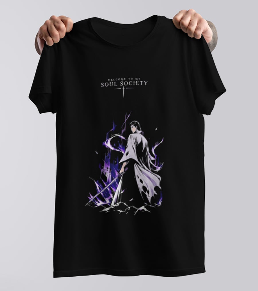 Sosuke Aizen Welcome To My Soul Society Sword Character Purple Aura T-Shirt