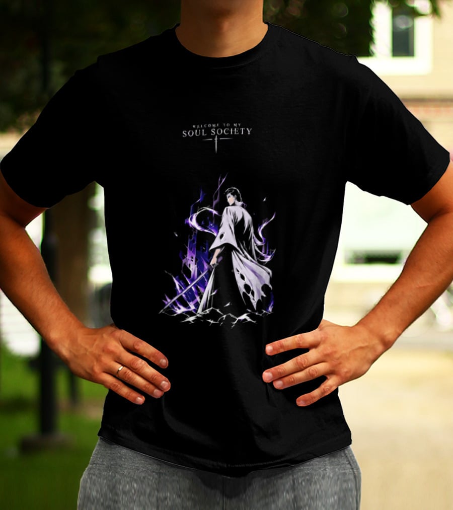 Sosuke Aizen Welcome To My Soul Society Sword Character Purple Aura T-Shirt