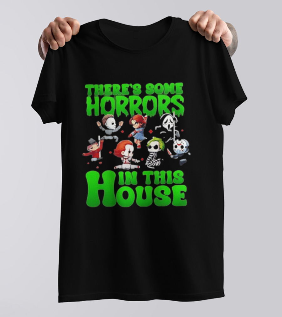 There's Some Horrors In This House Halloween Characters Dancing T-Shirt
