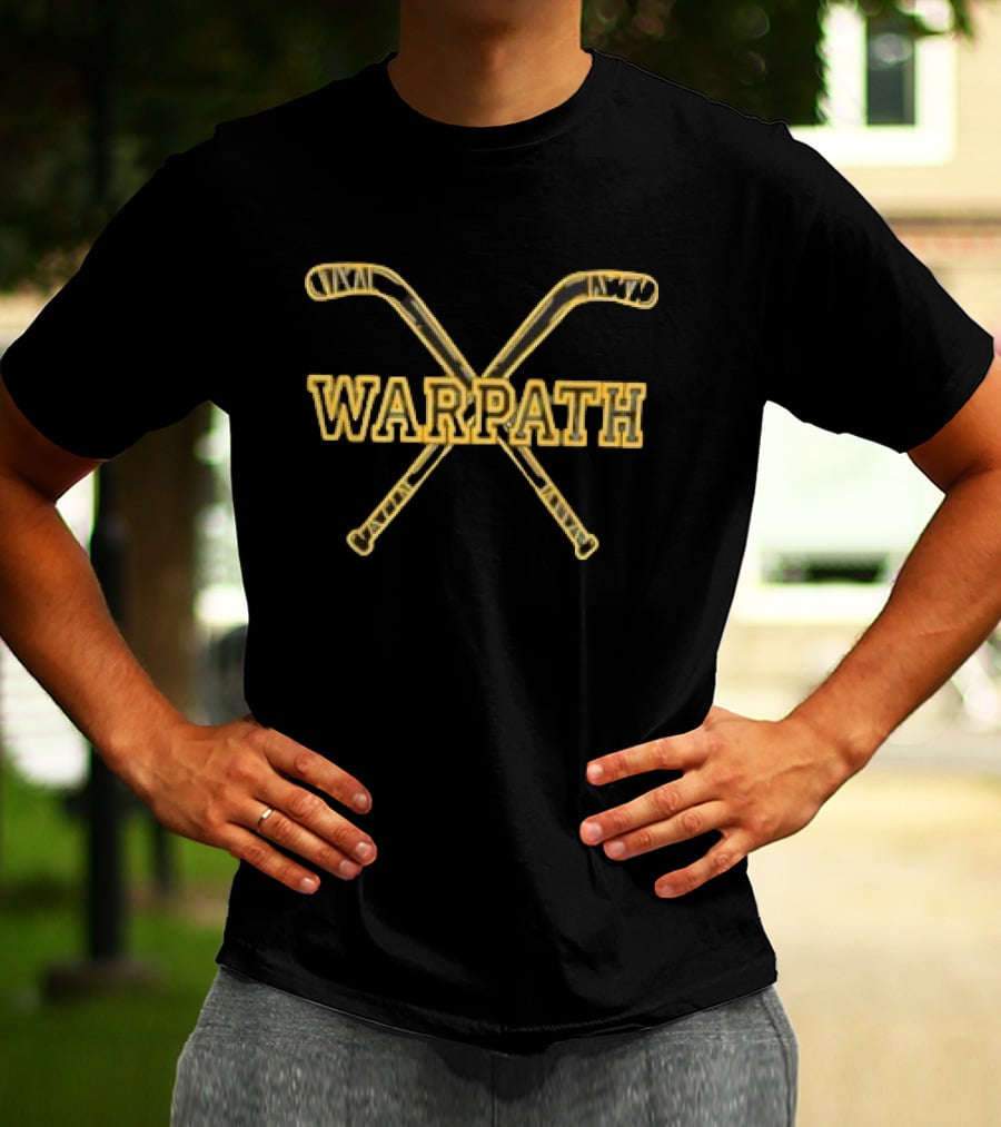 Warpath Buffalo Crew Crossed Hockey Sticks Vintage Sports T-Shirt