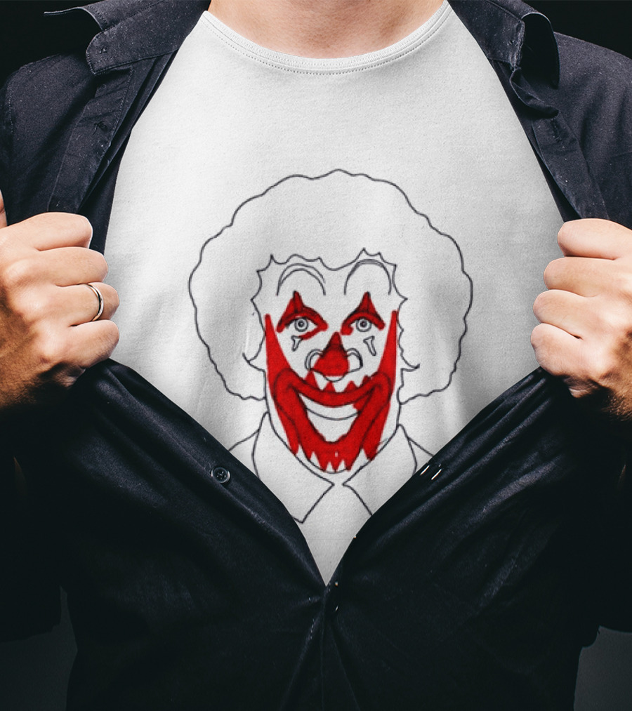Asspizza Store Ronald Clown Face Drawing Red Lips White Collar T-Shirt