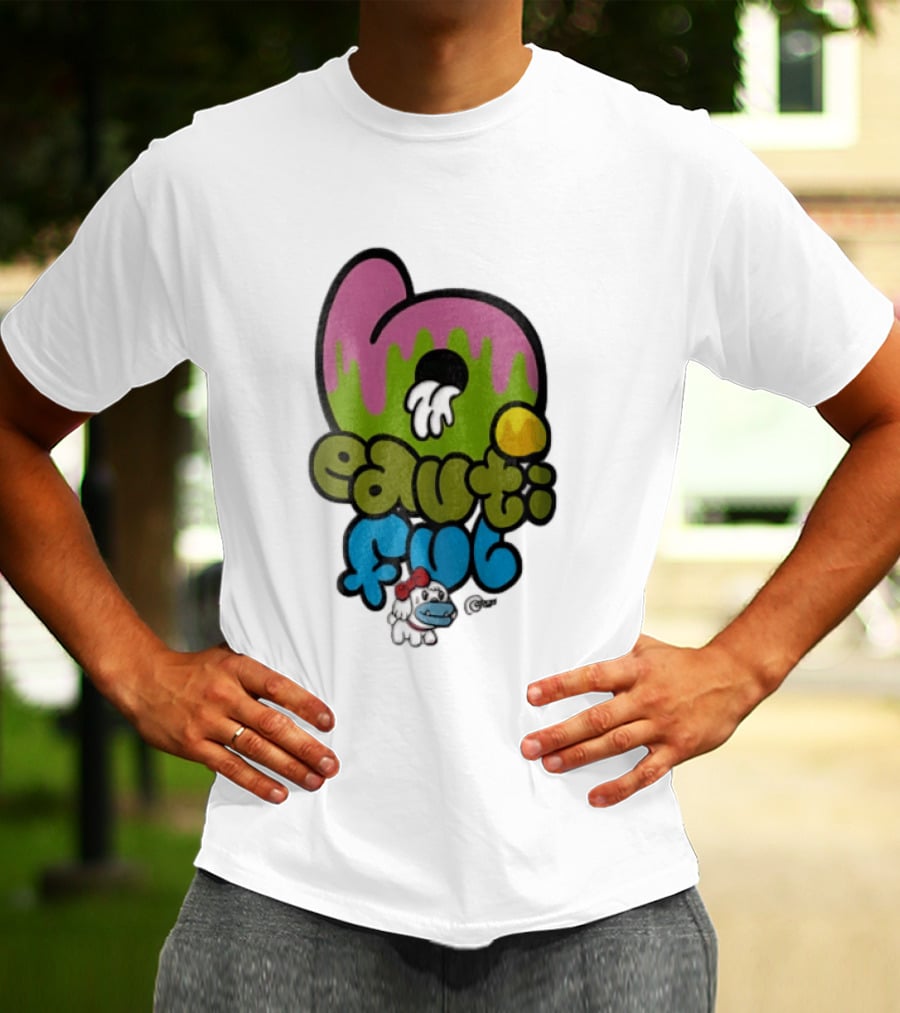 Beautiful Graffiti Lettering Dripping Paint Cartoon Dog With Spray Can T-Shirt