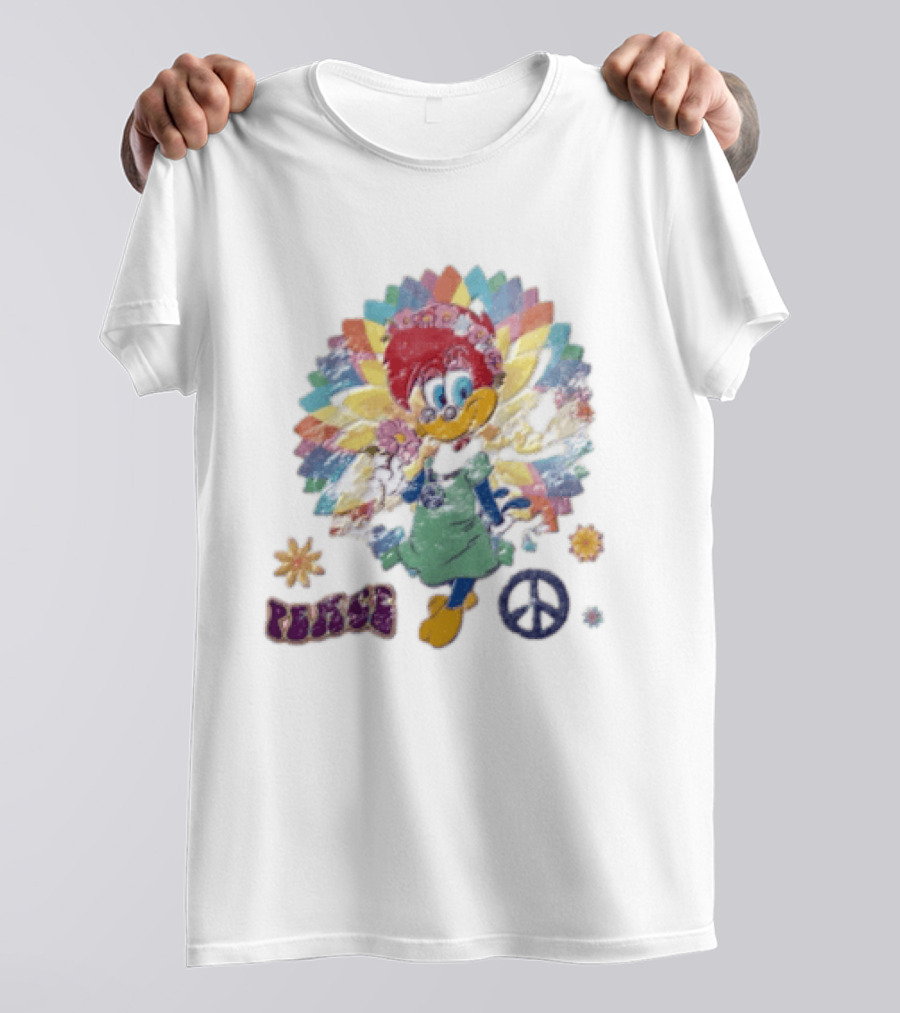 Peace Winnie Woodpecker Flower Crown Rainbow Sign T-Shirt
