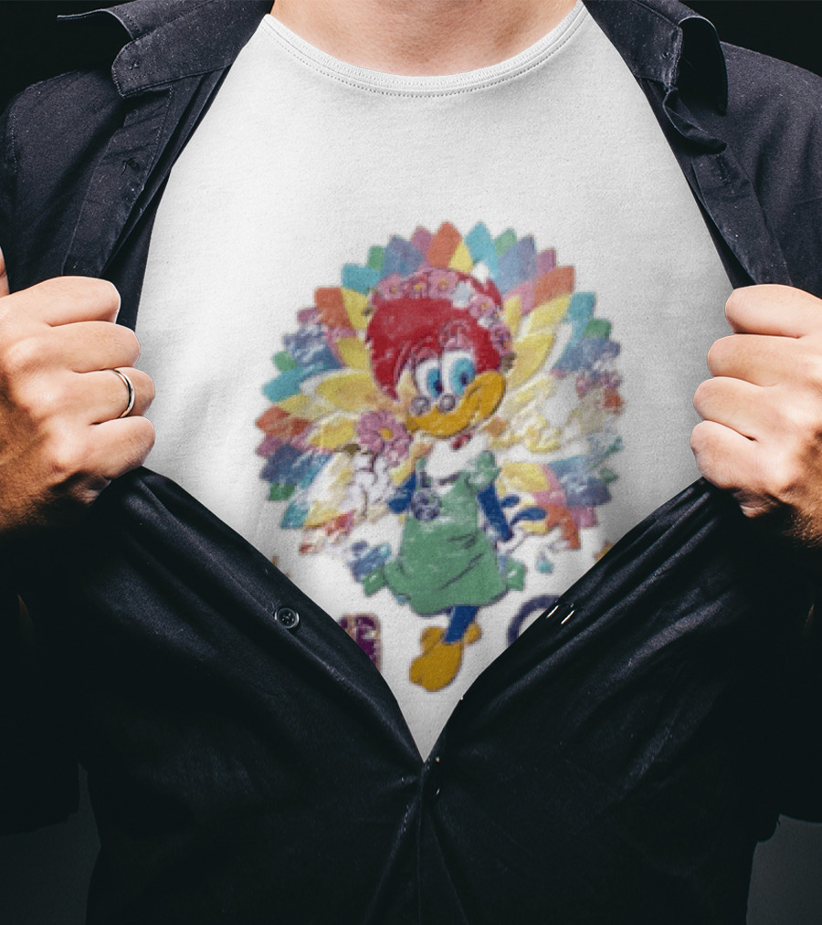 Peace Winnie Woodpecker Flower Crown Rainbow Sign T-Shirt
