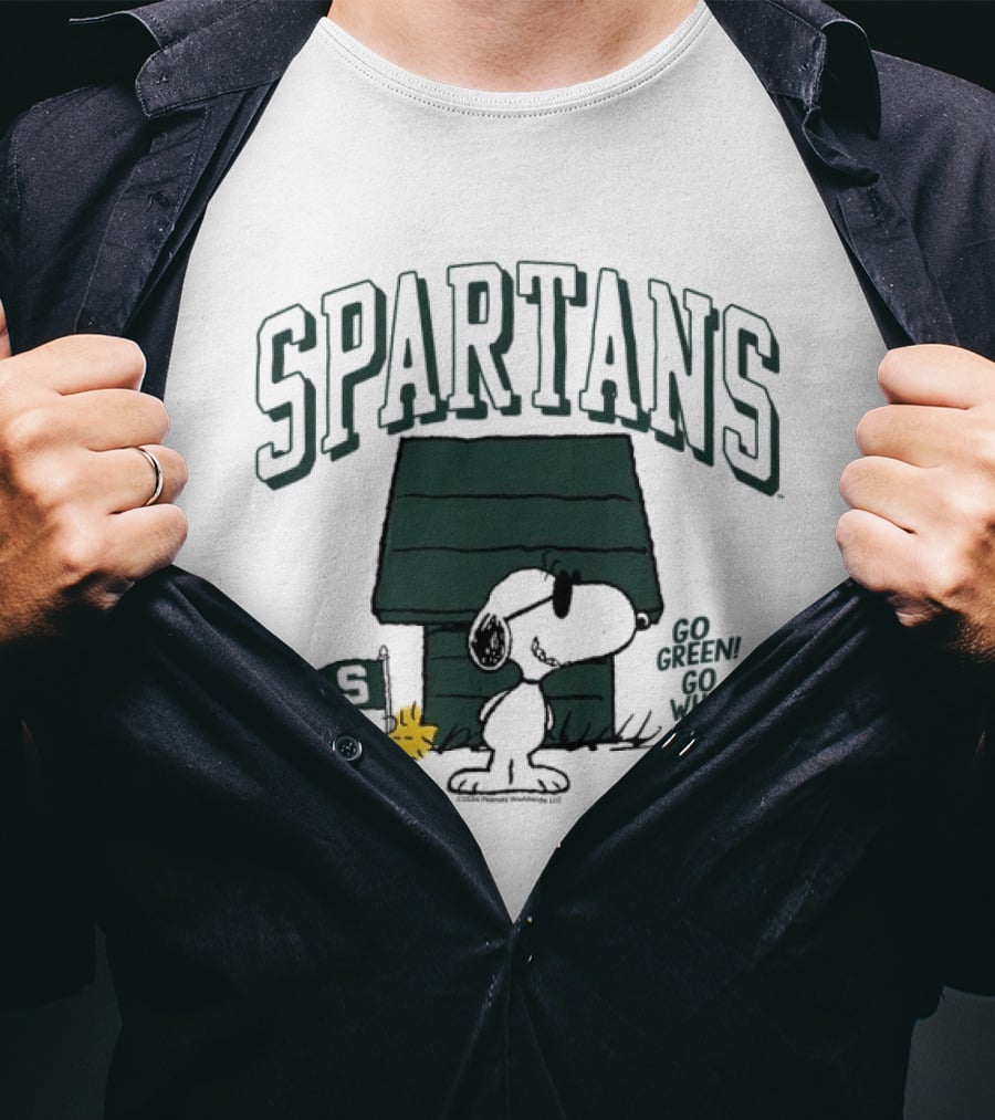 Spartans Snoopy Go Green Go White T-Shirt