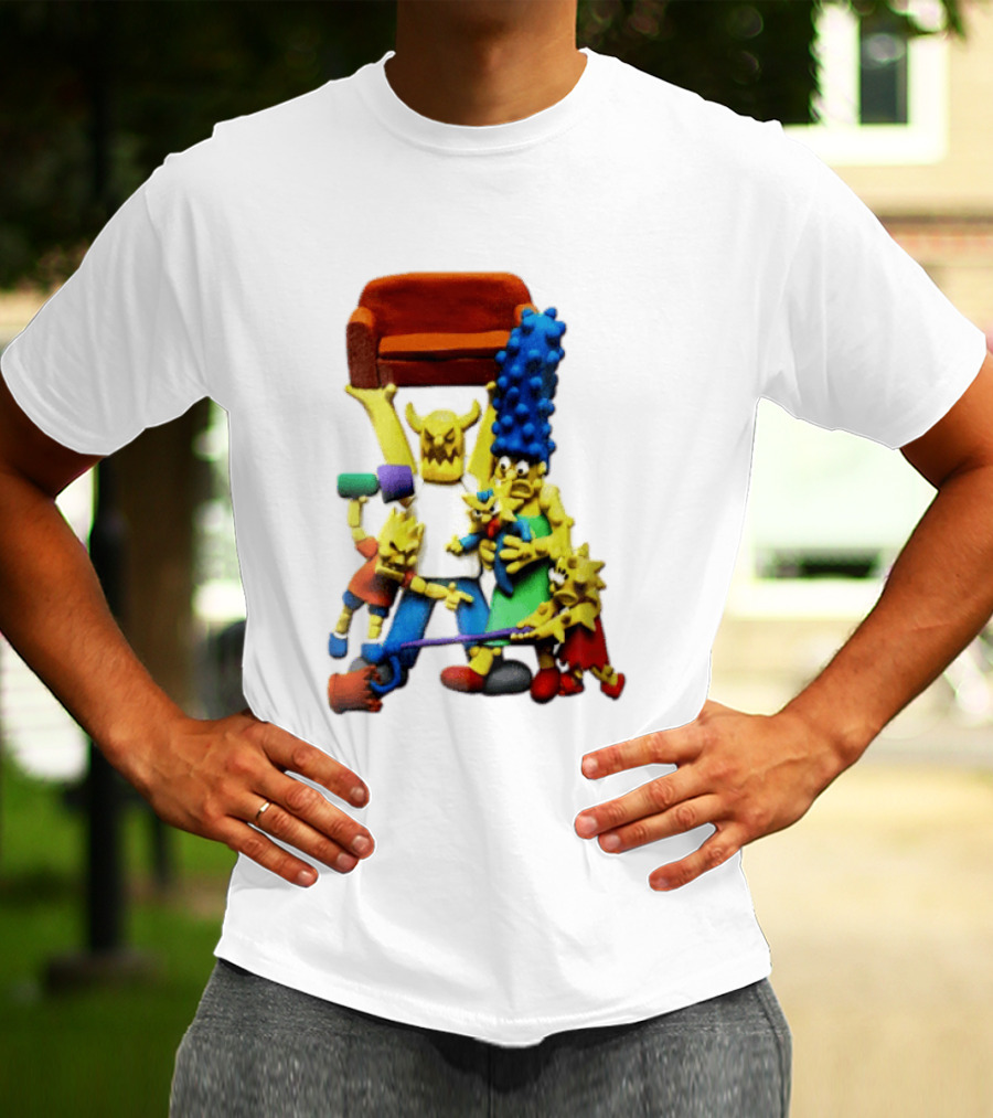 The Simpsons Claymation Family Couch Posing Scene T-Shirt