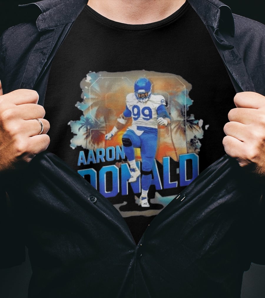Aaron Donald 99 Los Angeles Rams Sunset Cityscape T-Shirt