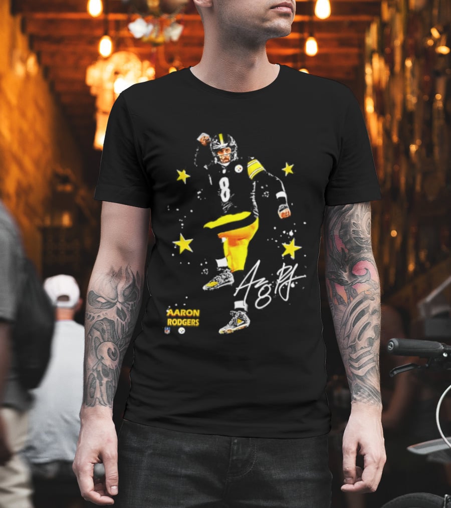 Aaron Rodgers Pittsburgh Steelers King Of The North Yellow Stars Signature T-Shirt