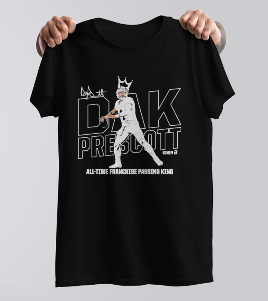 Dak Prescott All Time Franchise Passing King Number 4 Autograph T-Shirt