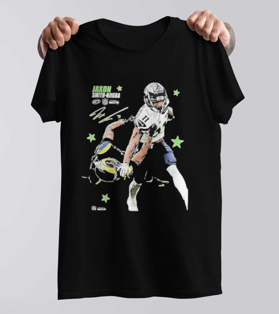 Jaxon Smith Njigba Seattle Seahawks NFL Vs LA Rams Football Art Star Player 11 T-Shirt