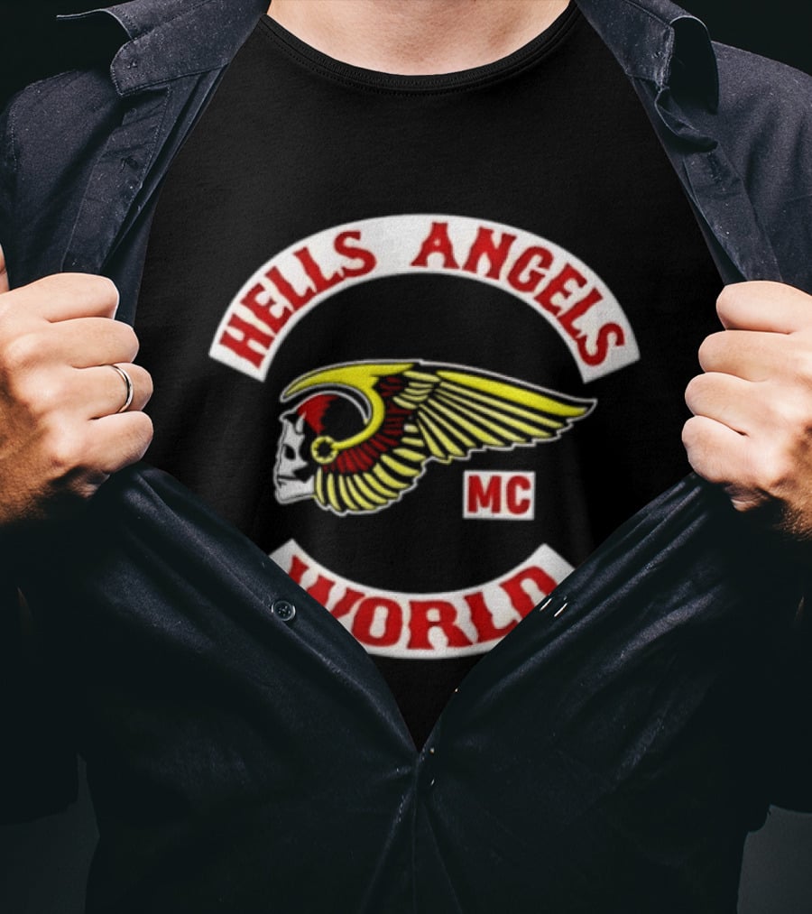 Hells Angels Skull Winged Helmet MC World T-Shirt