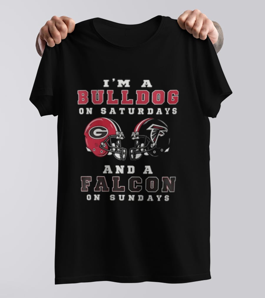I'm A Bulldog On Saturdays And A Falcon On Sundays Georgia Atlanta Football Helmets T-Shirt
