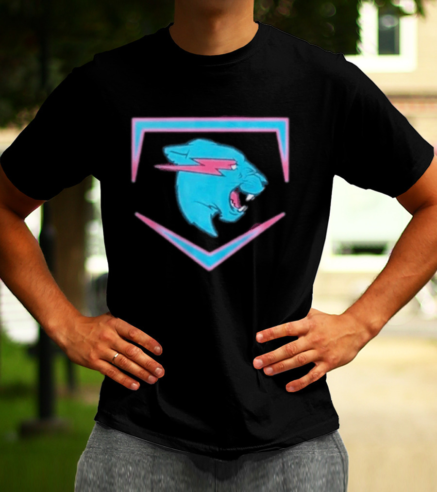 MrBeast Beast Edition Blue Panther Lightning Bolt T-Shirt