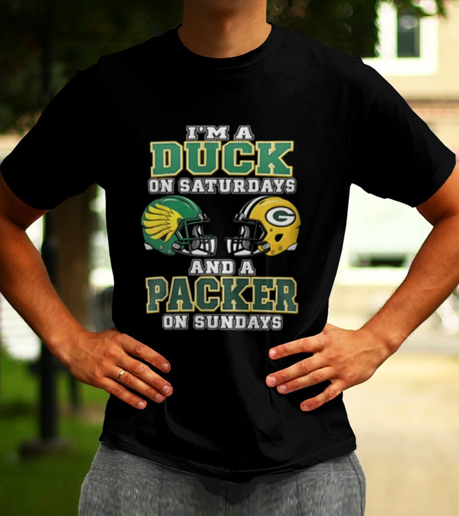I'm A Duck On Saturdays And A Packer On Sundays Football Helmets T-Shirt