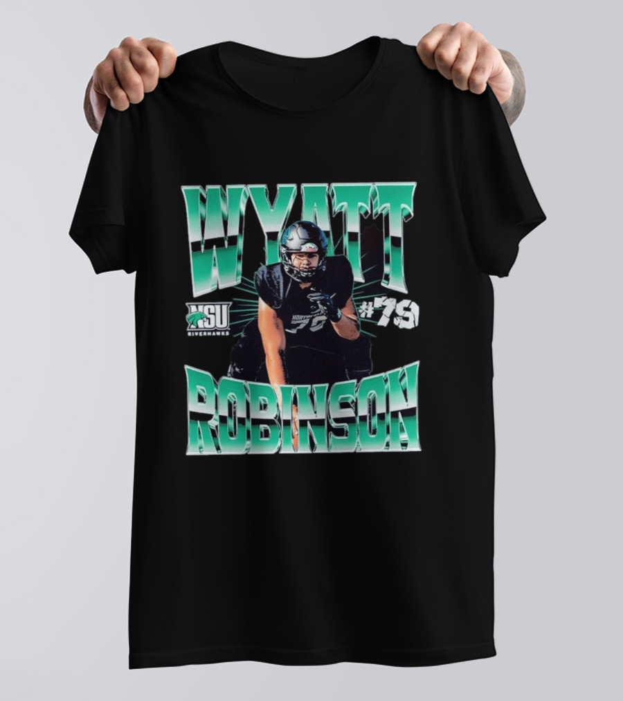 Northeastern State University RiverHawks Football Wyatt Robinson #79 T-Shirt