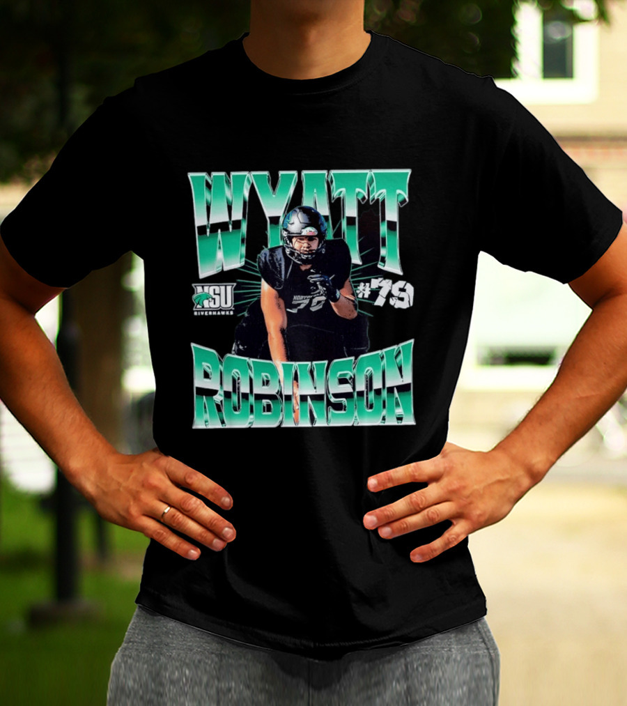 Northeastern State University RiverHawks Football Wyatt Robinson #79 T-Shirt